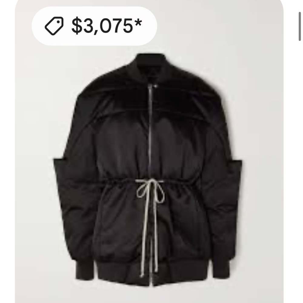Rick Owens Black Bomber Down jacket with Ribbed Details! Like new!
